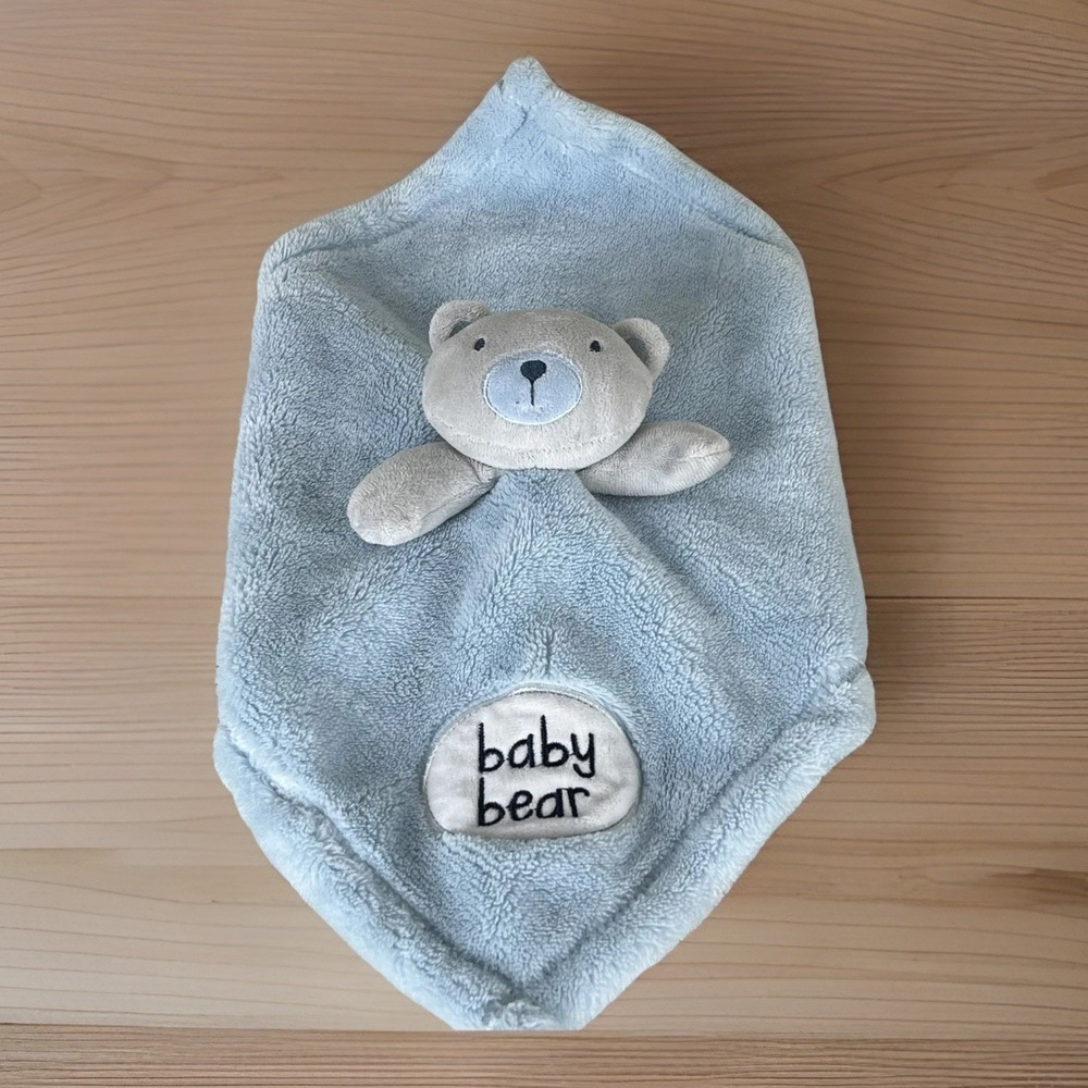 Baby Bear Gear Lovey Blanket BLUE Teddy 15x15 Security Lovie Soft Blue UNUSED